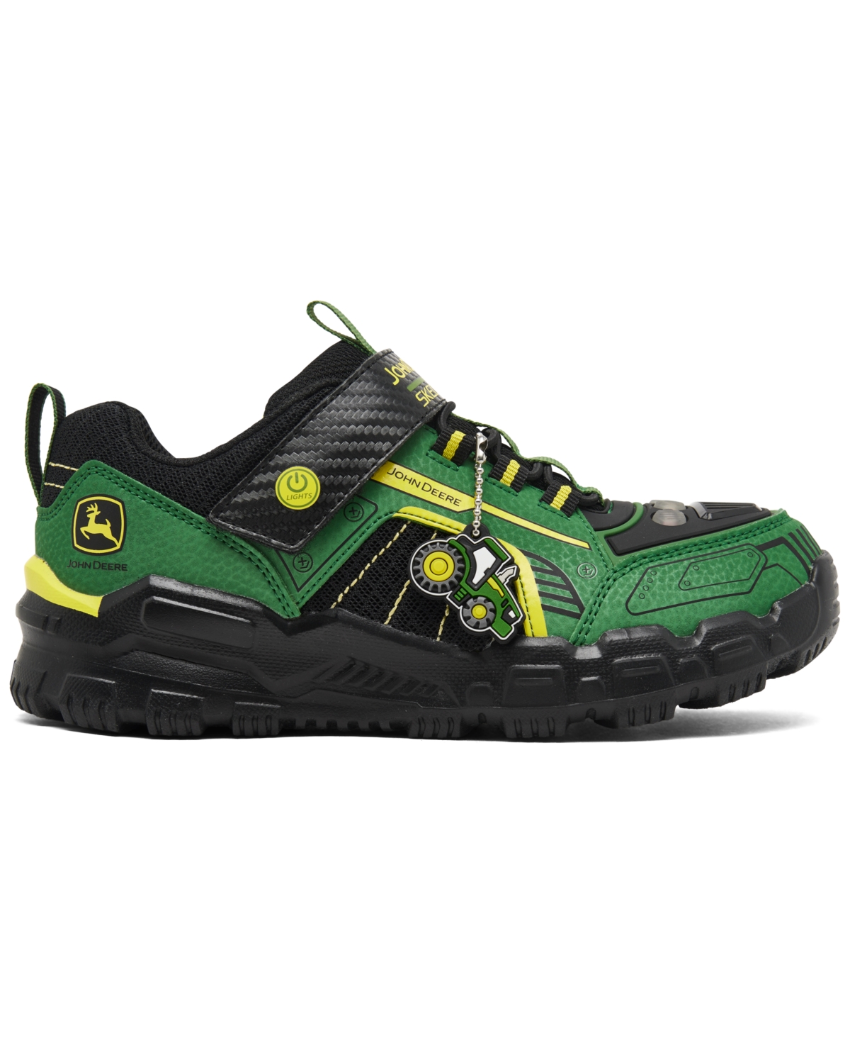 Skechers Little Boys John Deere: Adventure Track Rugged Brights Light-up Fastening Strap Casual Sneakers From In Green,black