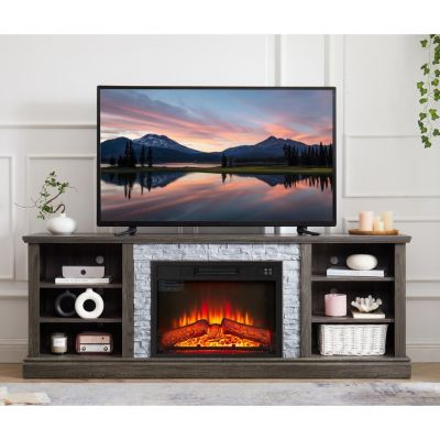 Modern TV Media Console with Fireplace Insert