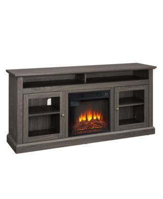 Contemporary TV Console with Fireplace (60"W