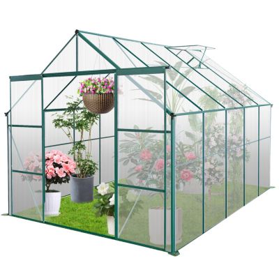 Streamdale 8x10FT Polycarbonate Greenhouse w/ Raised Base