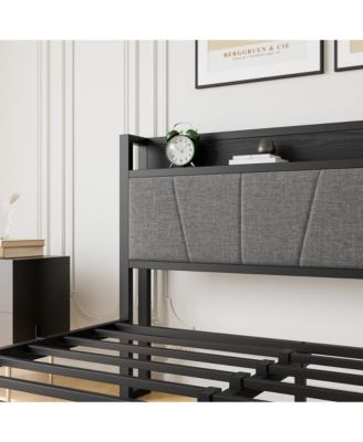 Streamdale Queen Bed Frame with Storage, Charging Station, Noise-Free