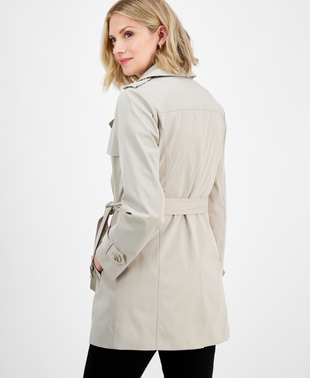 MICHAEL KORS MICHAEL MICHAEL KORS WOMEN'S DOUBLE-BREASTED BELTED HOODED COAT, EXCLUSIVELY AT MACY'S 