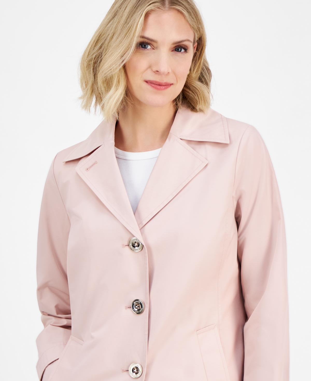 MICHAEL KORS MICHAEL MICHAEL KORS WOMEN'S NOTCHED COLLAR BUTTON-FRONT COAT, EXCLUSIVELY AT MACY'S 