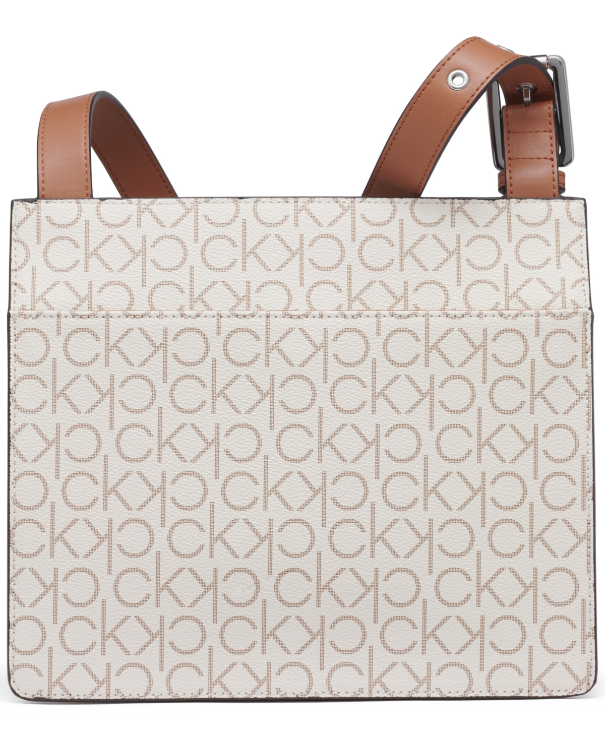 Calvin Klein Havana Flap Signature Small Messenger Bag In Van Khk,caramel