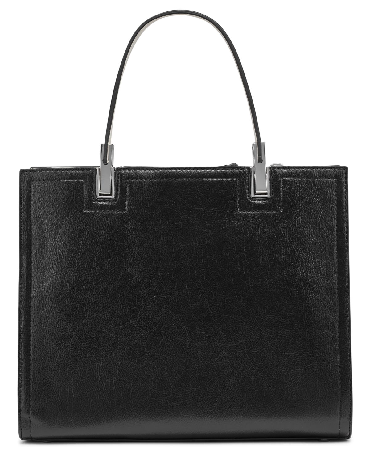 Shop Calvin Klein Verne Mixed Material Convertible Satchel In Black,white,grey