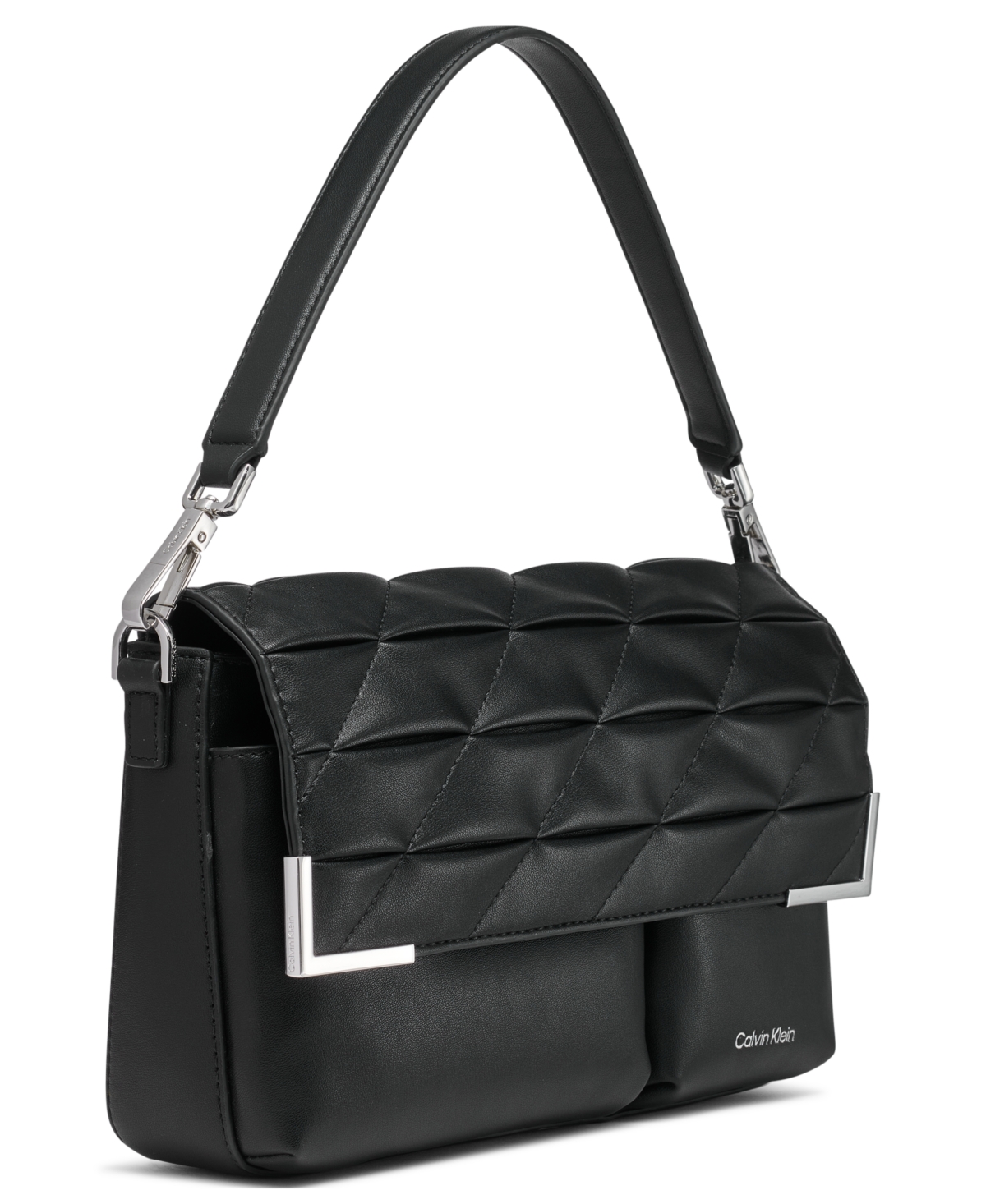 Shop Calvin Klein Mica Flap Convertible Shoulder Bag In Black,silver