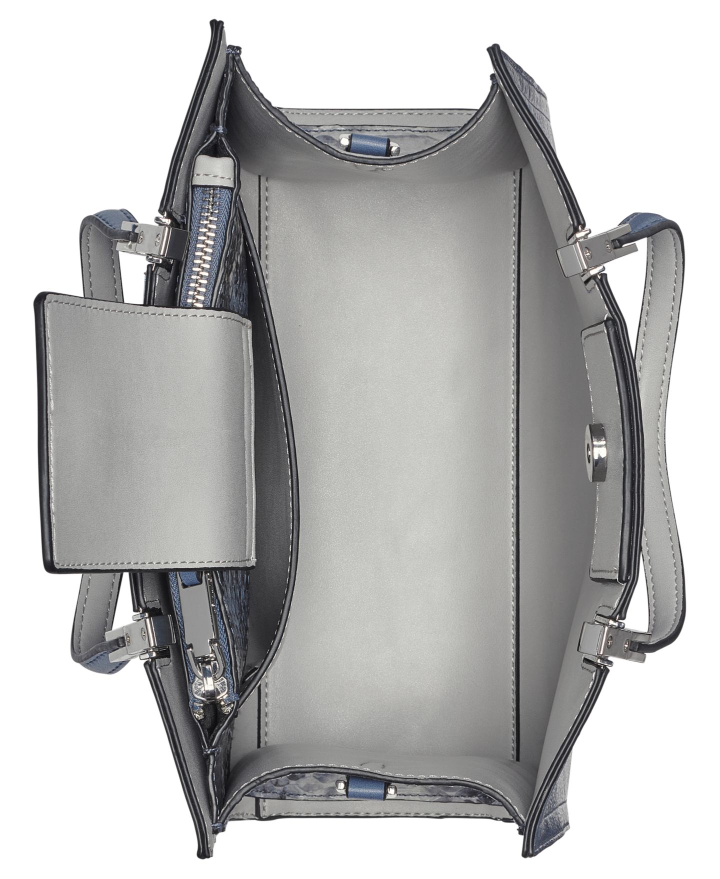 Женская сумка Calvin Klein Verne Mixed Material Convertible Satchel, цвет: Серый / Синий — фото 4