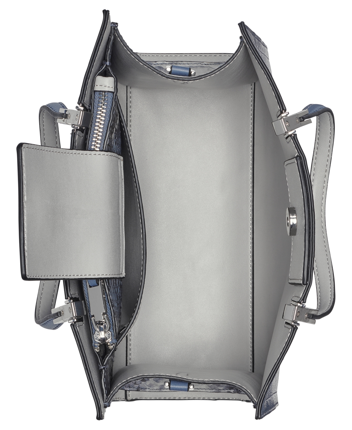 Calvin Klein Verne Mixed Material Convertible Satchel In Grey,dove,blue