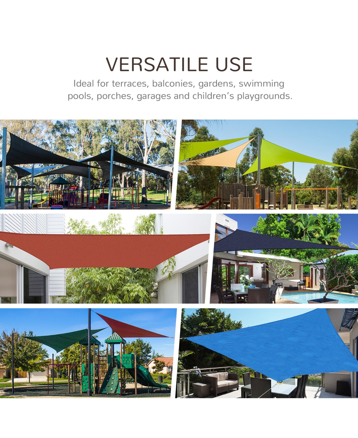 Streamdale Furniture 13' x 20' Sun Shade Sail Canopy Outdoor Shade Sail Cloth for Patio Deck Yard with D-Rings and Rope Included,- Brown