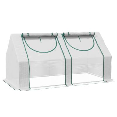 6' x 3' x 3' Portable Greenhouse, Garden Green House with 2 PE/Plastic Covers, Steel Frame and 2 Roll Up Windows, Clear