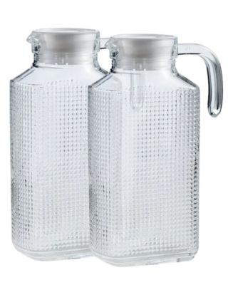 Circleware Frigo Set of 2 Textured Pitchers with Plastic Lid, 63.4 oz ...