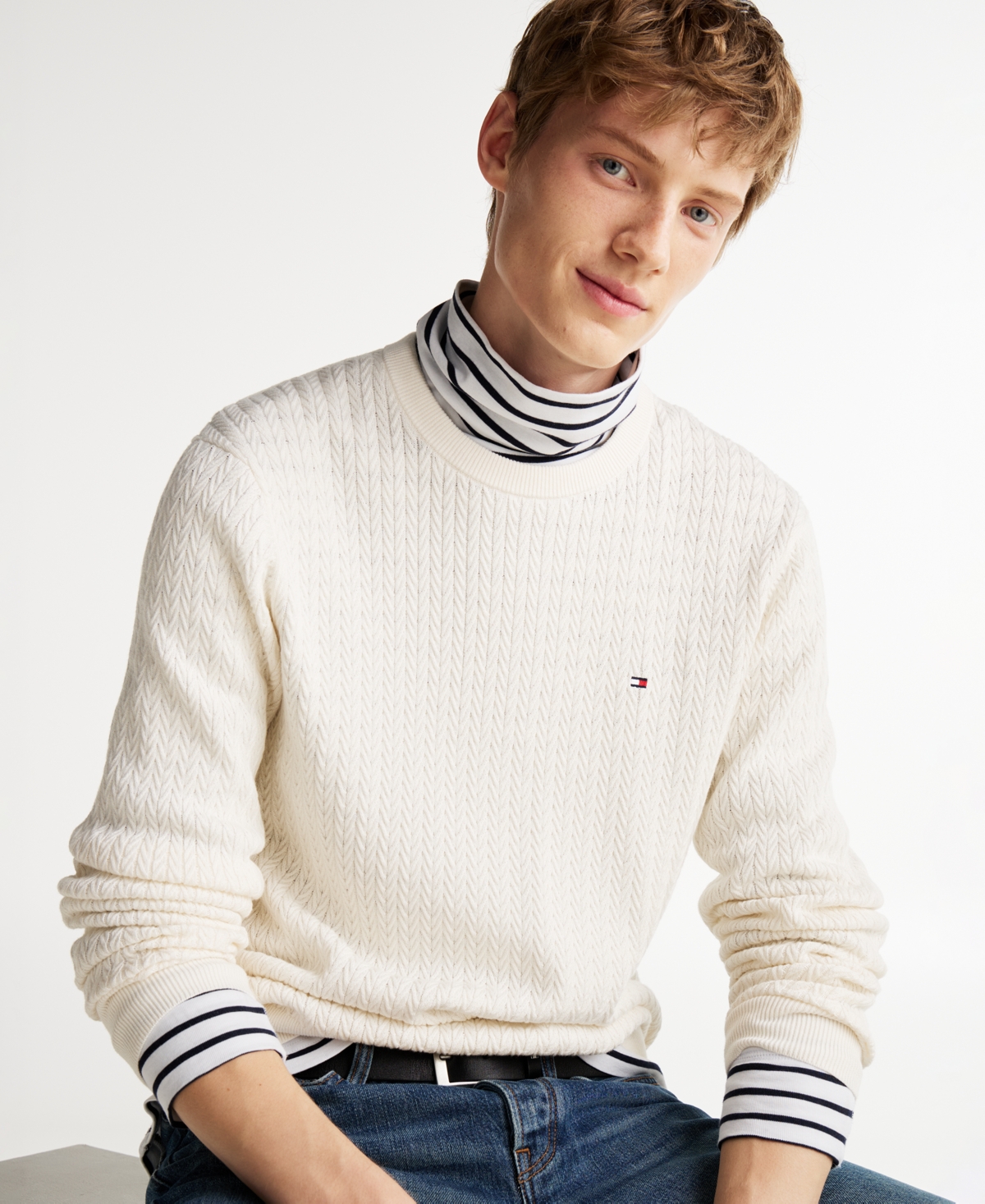 Tommy Hilfiger Men's Herringbone Knit Sweater
