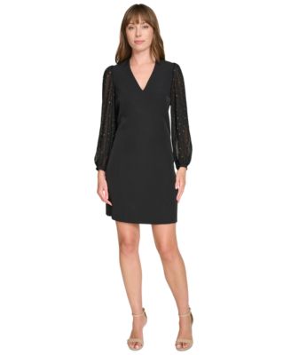 Tommy Hilfiger - Petite Embellished Chiffon-Sleeve Shift Dress