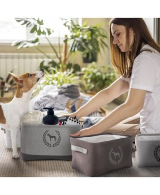 3 Pack Dog Toy Storage Basket Bins, Collapsible Box Organizer for Organizing Pet Accessories, Clothes, Clothing