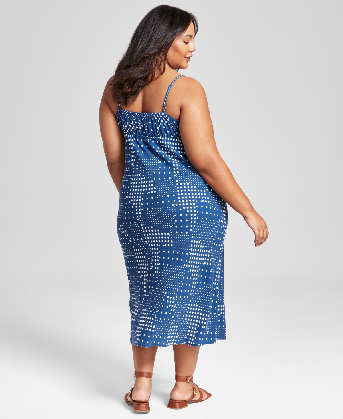 And Now This Plus Size Polka-Dot Tied Keyhole Dress, Created for Macy's