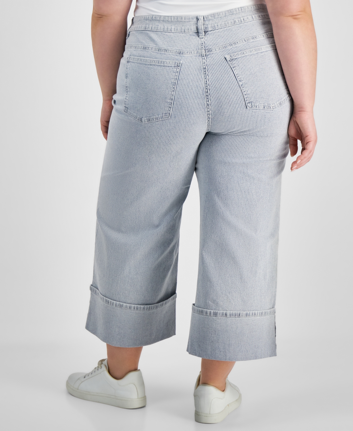 Shop And Now This Trendy Plus Size Striped Cuffed Jeans, Exclusively At Macy's In Striped Denim