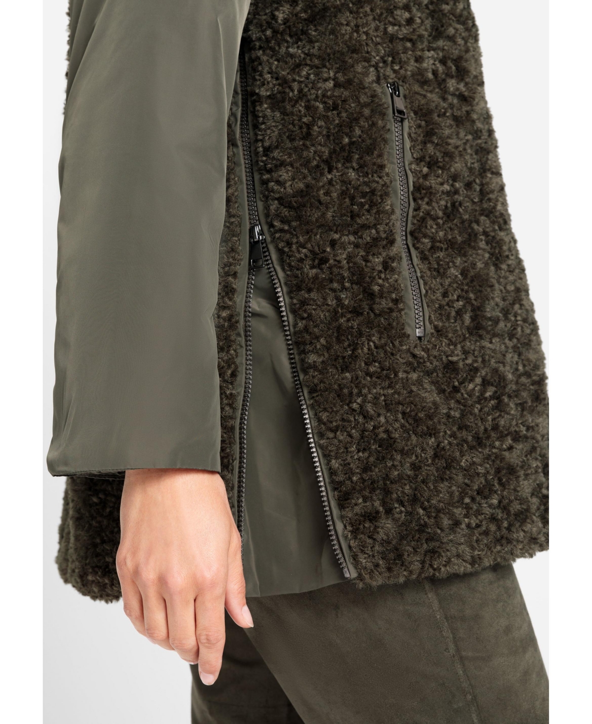 Olsen Women's Mixed Media Coat with Removable Hood