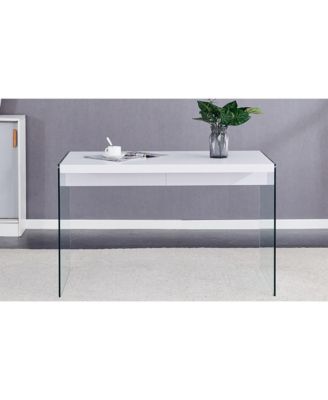 Streamdale Modern Coffee Table MDF Top, Clear Glass Sides