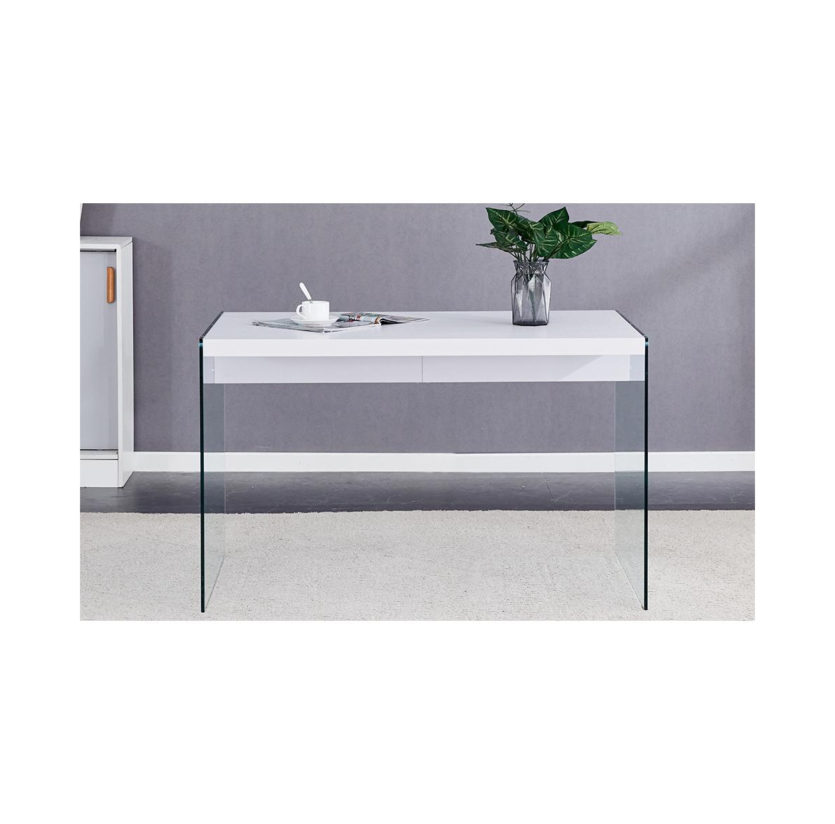 Streamdale Furniture The top of the coffee table is made of Mdf andstickers, and the sides are clear tempered glass. The design is simple and e