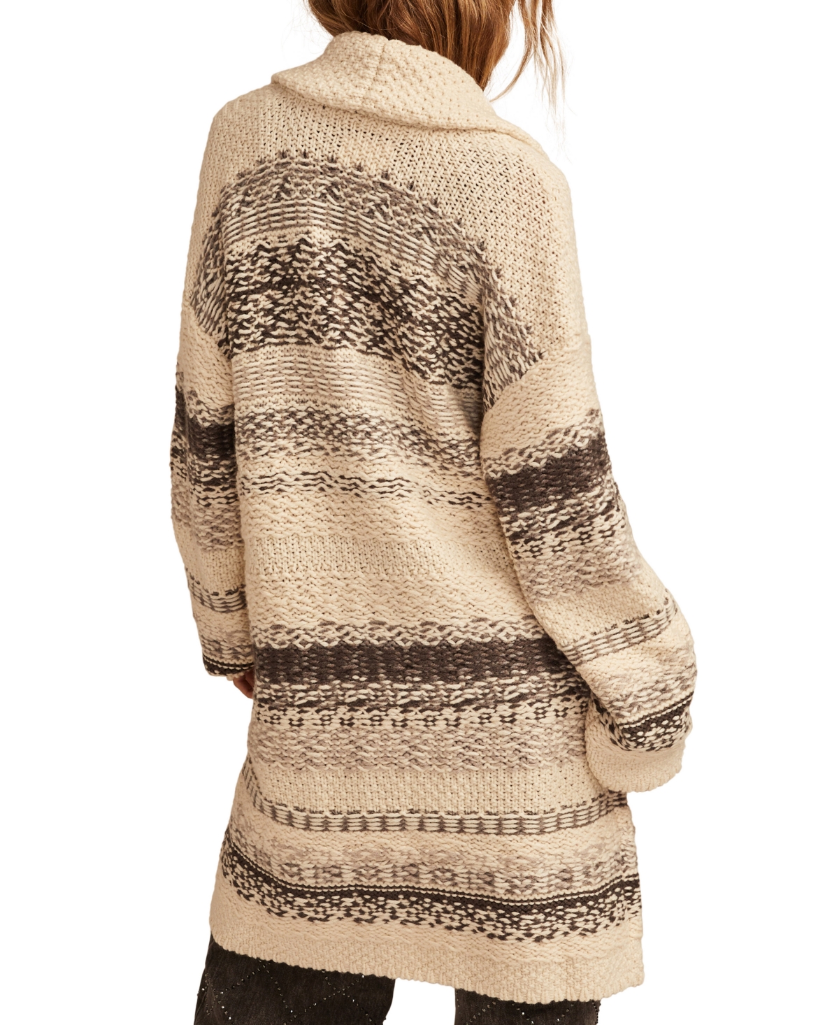 Lucky Brand Women's Fairisle Shawl Collar Open-Front Coatigan