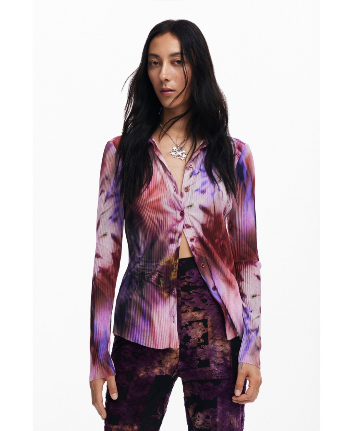 Women's Tie-dye print shirt - Red