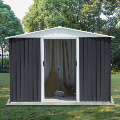 8x6ft Bike Storage Shed (Dark Grey)