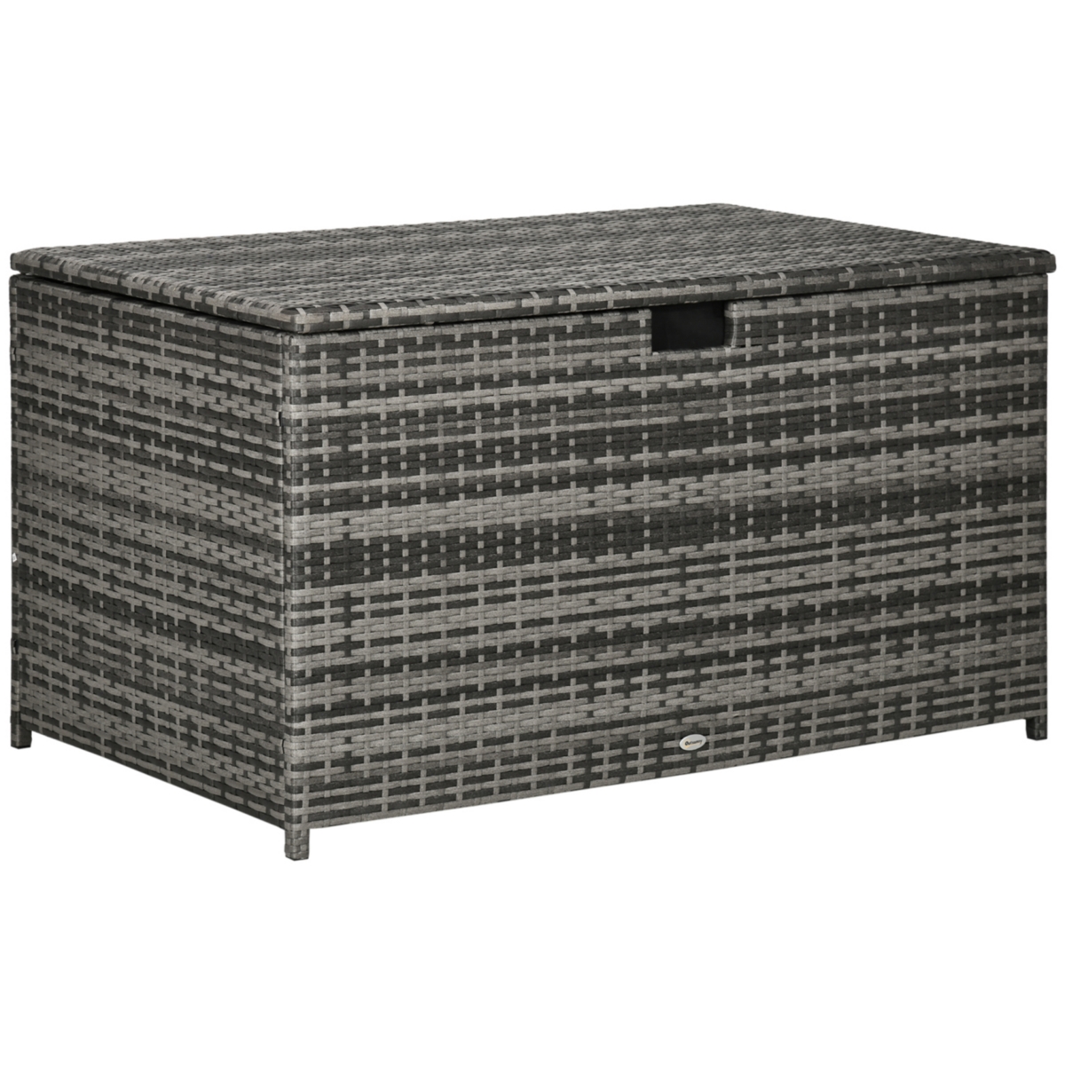 113 Gallon Deck Box, Rattan Outdoor Storage Box, Waterproof Storage Container for Indoor, Patio Furniture Cushions, Pool Supplies, Garden Tools, Dark