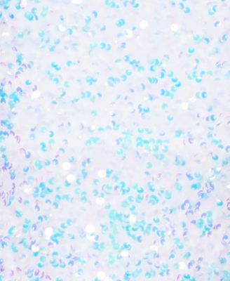 Juniors' V-Neck Sphaghetti-Strap A-Line Sequin Dress