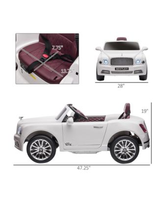 Bentley Mulsanne 12V Ride on Car, Battery Powered Car with Remote Control, Suspension, Startup Sound, LED Lights, MP3, Horn, Music, Forward and Backward, 2 Motors, White