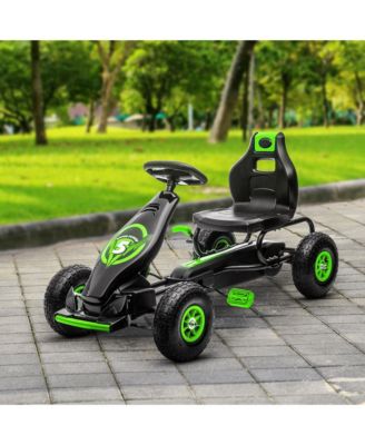 Kids Pedal Go Kart Ride-on Toy with Ergonomic Comfort, Pedal Car with Tough, Wear-Resistant Tread, Go Cart Kids Car for Boys & Girls with Suspension System, Safety Hand Brake, Ages 5-12, Green
