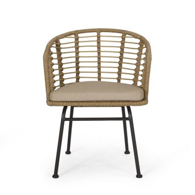 Modern Wicker Chair With Angled Legs And Water-Resistant Cushions