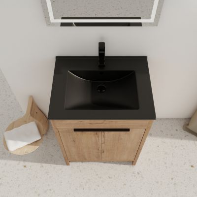 24" Freestanding Vanity with Black Ceramic Sink