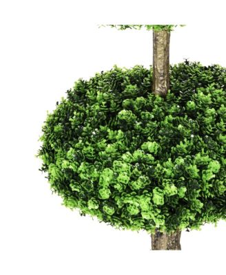 Set of 2 Artificial Boxwood Topiary Trees in Pots, 43.25" Artificial Plants Faux Trees for Home Office, Living Room Decor, Indoor & Outdoor