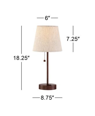 Justin Modern Accent Table Lamps 18 1/4" High Set of 2 Marbled Bronze Metal with USB Charging Ports Oatmeal Drum Shade for Bedroom Desk