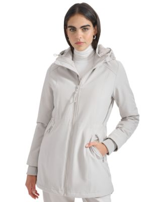 Calvin Klein Women s Hooded Faux Fur Raincoat