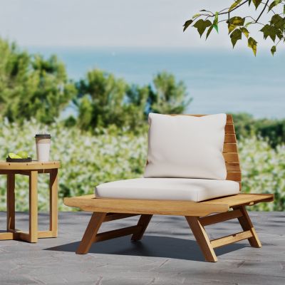 Streamdale Acacia Wood Club Chair With Water-Resistant Cushions