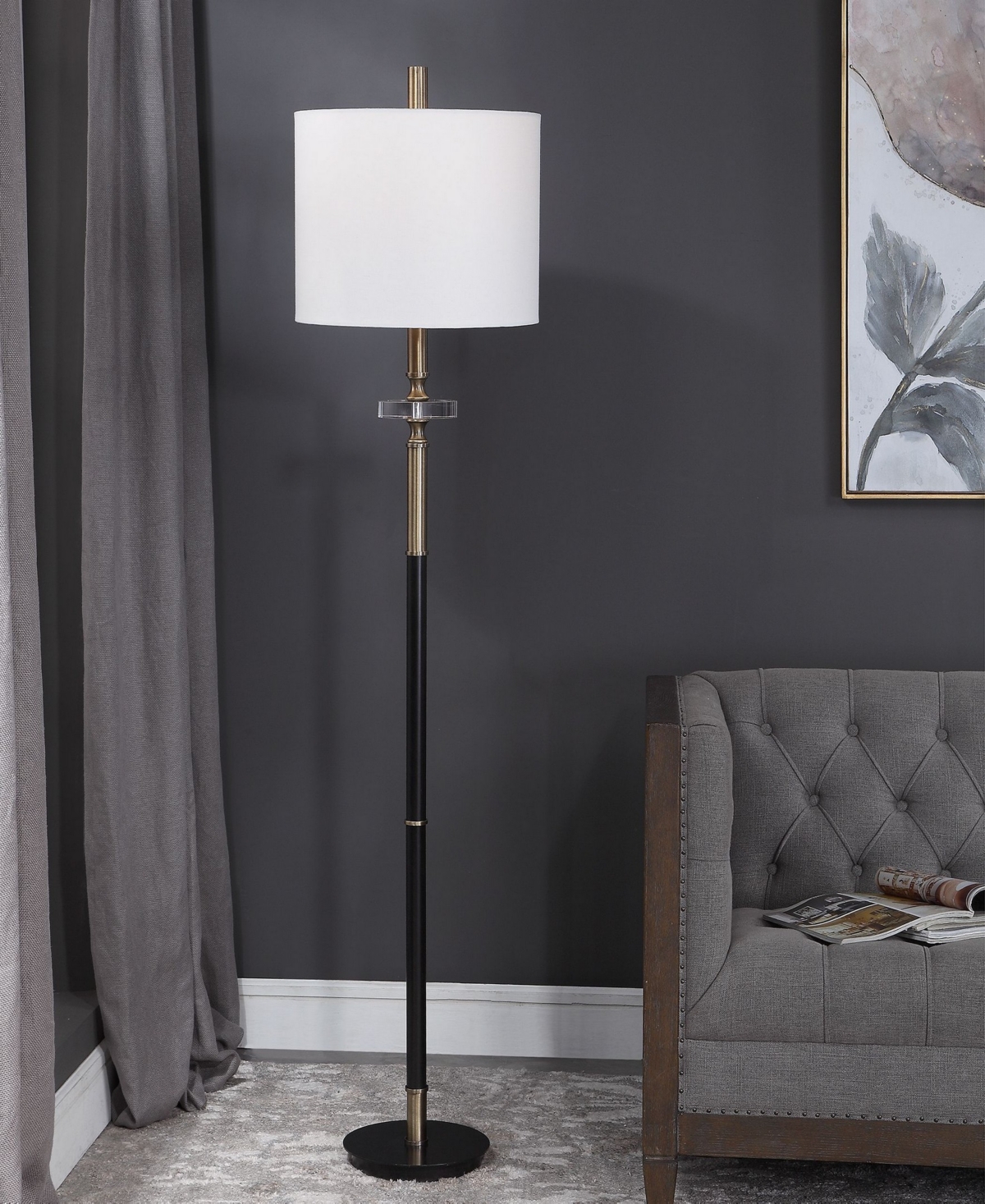 Uttermost 67" Metal Maud Floor Lamp In Black