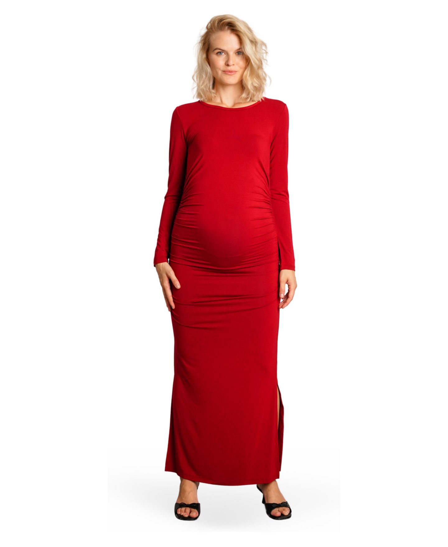 Женское платье NOM Maternity The Curve Ruched Bodycon Maxi, цвет: Мерло — фото 1