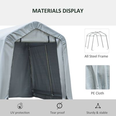 6' x 8' Carport Portable Garage, Heavy Duty Storage Tent, Patio Storage Shelter w/ Anti-UV PE Cover and Double Zipper Doors, for Motorcycle Bike Garden Tools, Light Gray
