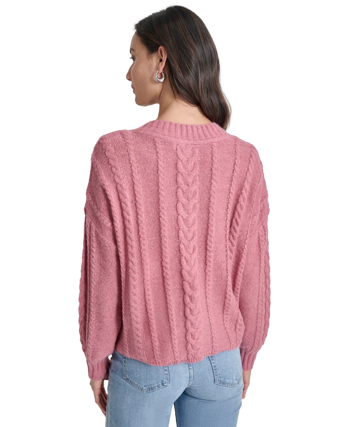 Dkny Jeans Women's V-Neck Cable-Knit Sweater