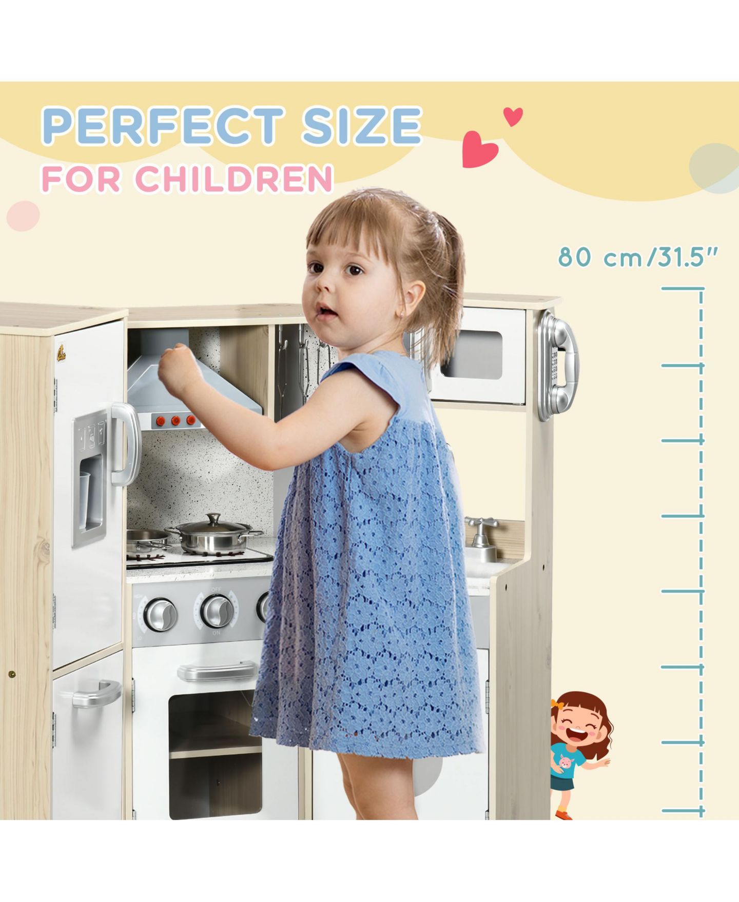 Детская игрушка Streamdale Furniture Qaba Ultra-Big Corner Play Kitchen with Sound Effects, Ages 3-6, цвет: Белый — фото 7