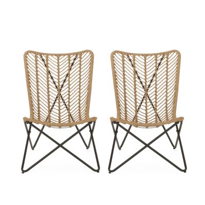  Boho-Chic Wicker Patio Chair Set With Geometric Base