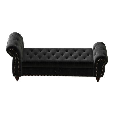 Tufted Lounge Chaise with Storage, 64.5
