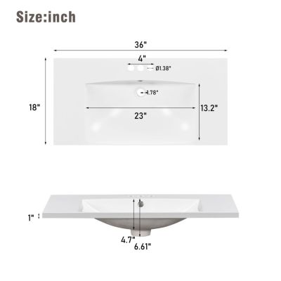 (Sink Only) 36-inch Resin Sink-Resin