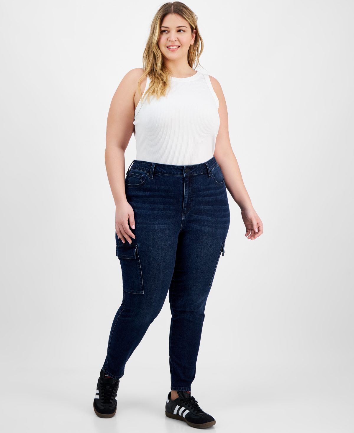 Trendy Plus Size High-Rise Skinny Cargo Jeans - Sweetface