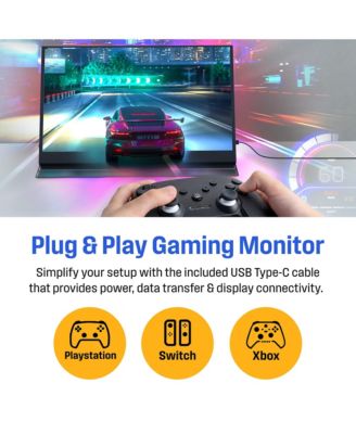 15.6 Inch Portable Monitor for Laptop & Travel, 1080p, 60Hz, IPS Display, Full HD Portable Travel Monitor with Magnetic Protective Cover, Built in Speakers, 1x Mini HDMI, 1x USB Type-C