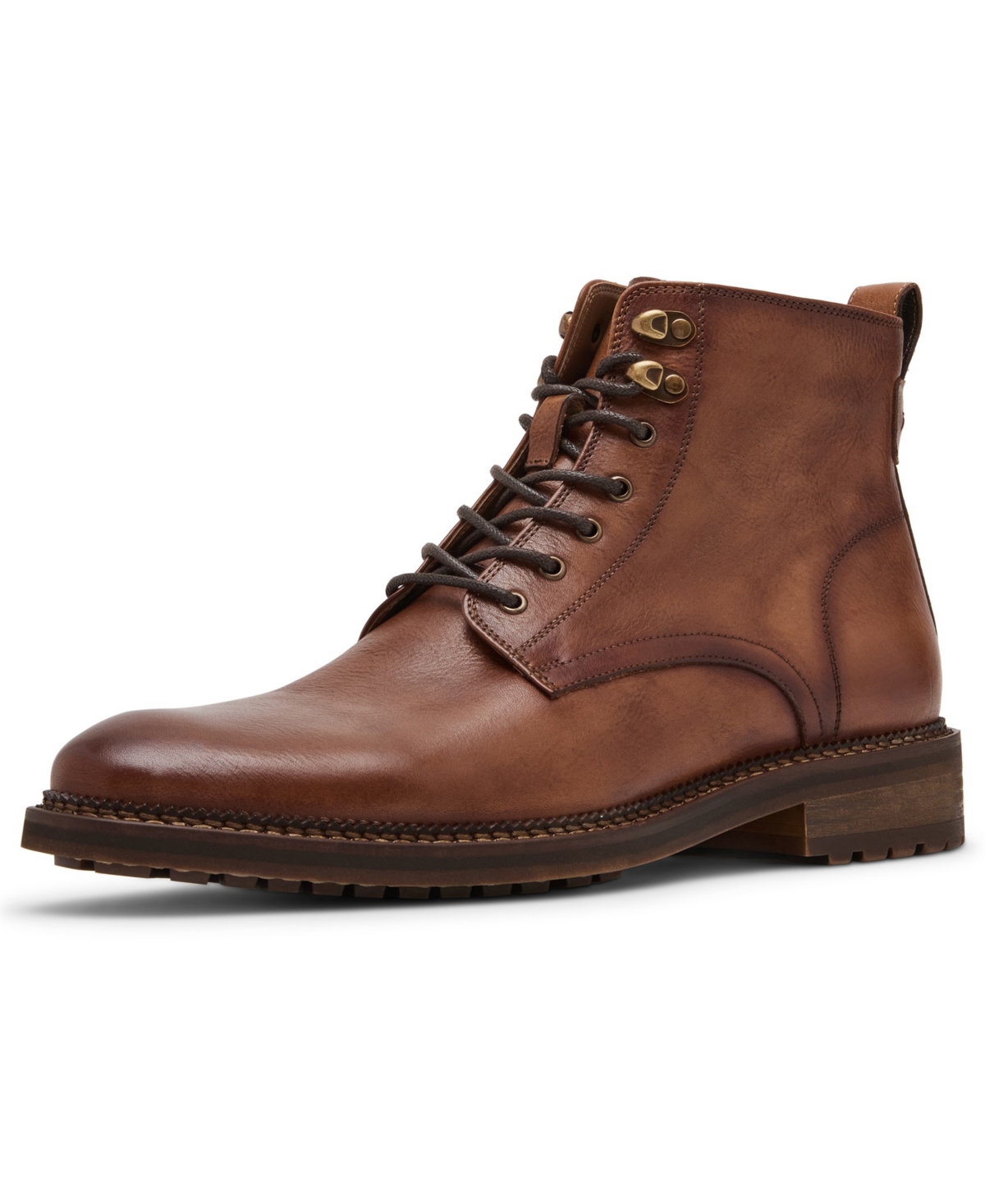 Steve Madden Noby Lace-up Boot In Tan Leather