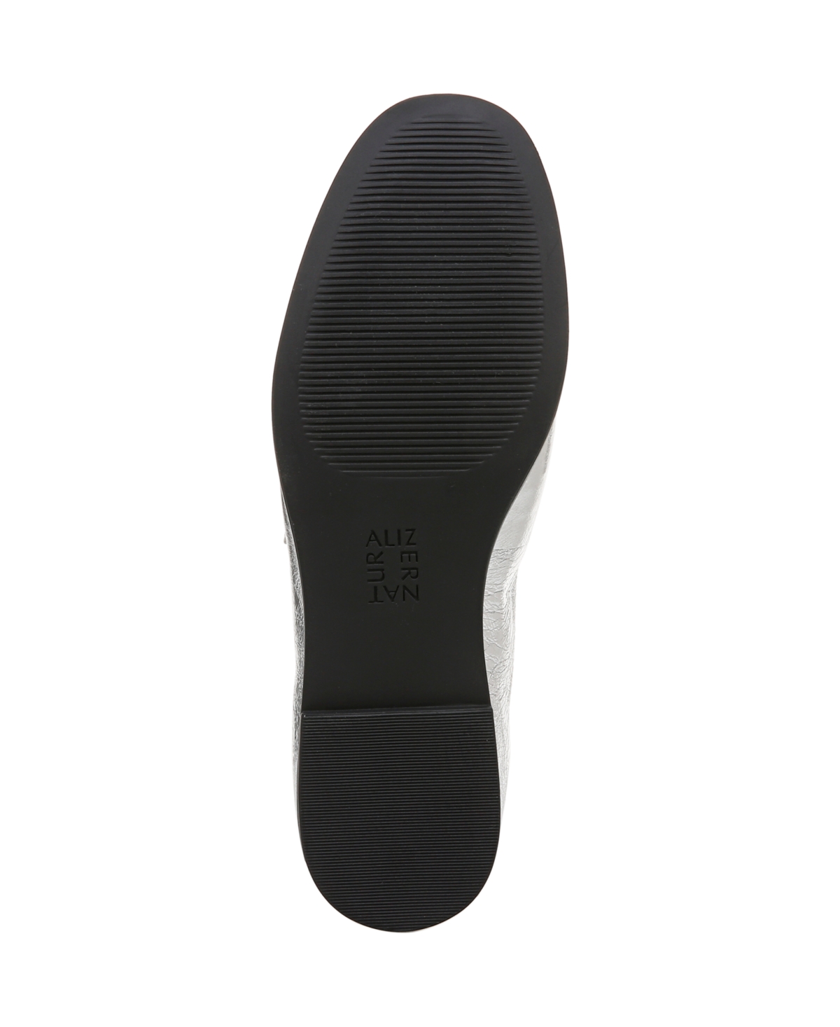 Naturalizer Elina Mary Jane Square Toe Flats In Silver Leather