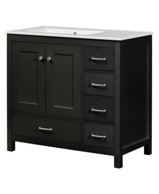 Streamdale Modern 36" Black Vanity with Ceramic Sink and Abundant Storage