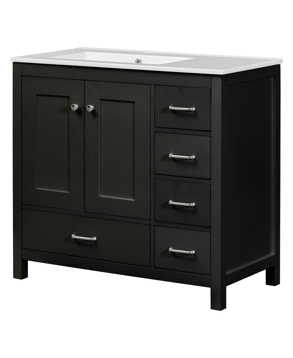 Streamdale Modern 36" Black Vanity with Ceramic Sink and Abundant Storage